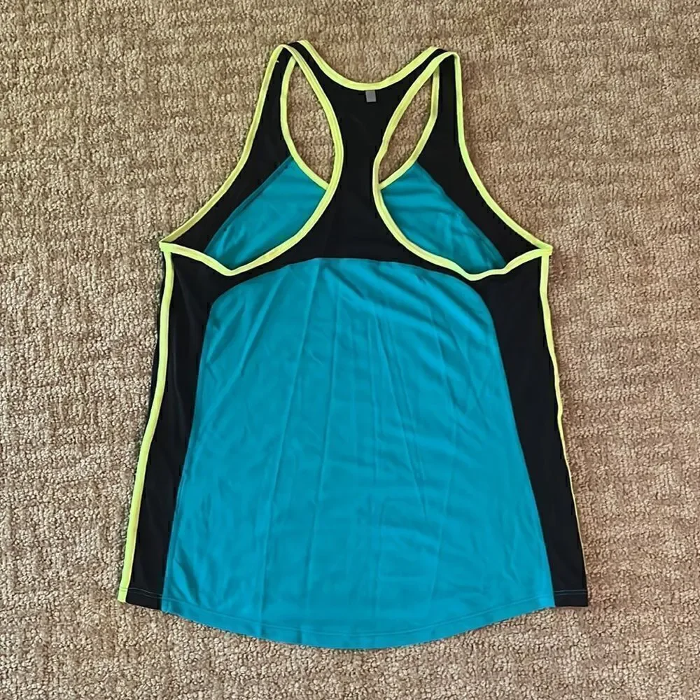 Nike Women’s Medium Turquoise Black Yellow Running Yoga Dri Fit Summer Tank Top